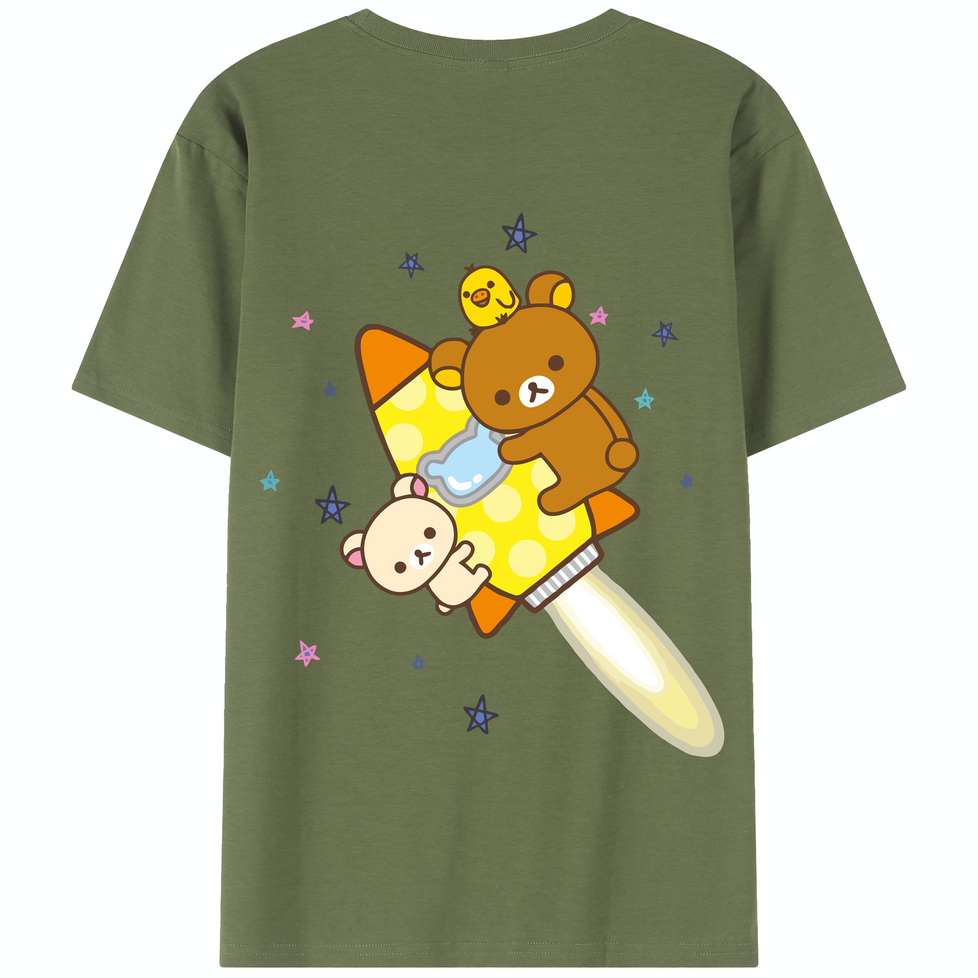 （画像用） リラックマ リラックマ キイロイトリ Rilakkuma Korilakkuma Kiiroitori 綿100％半袖Tシャツ（背面プリント）